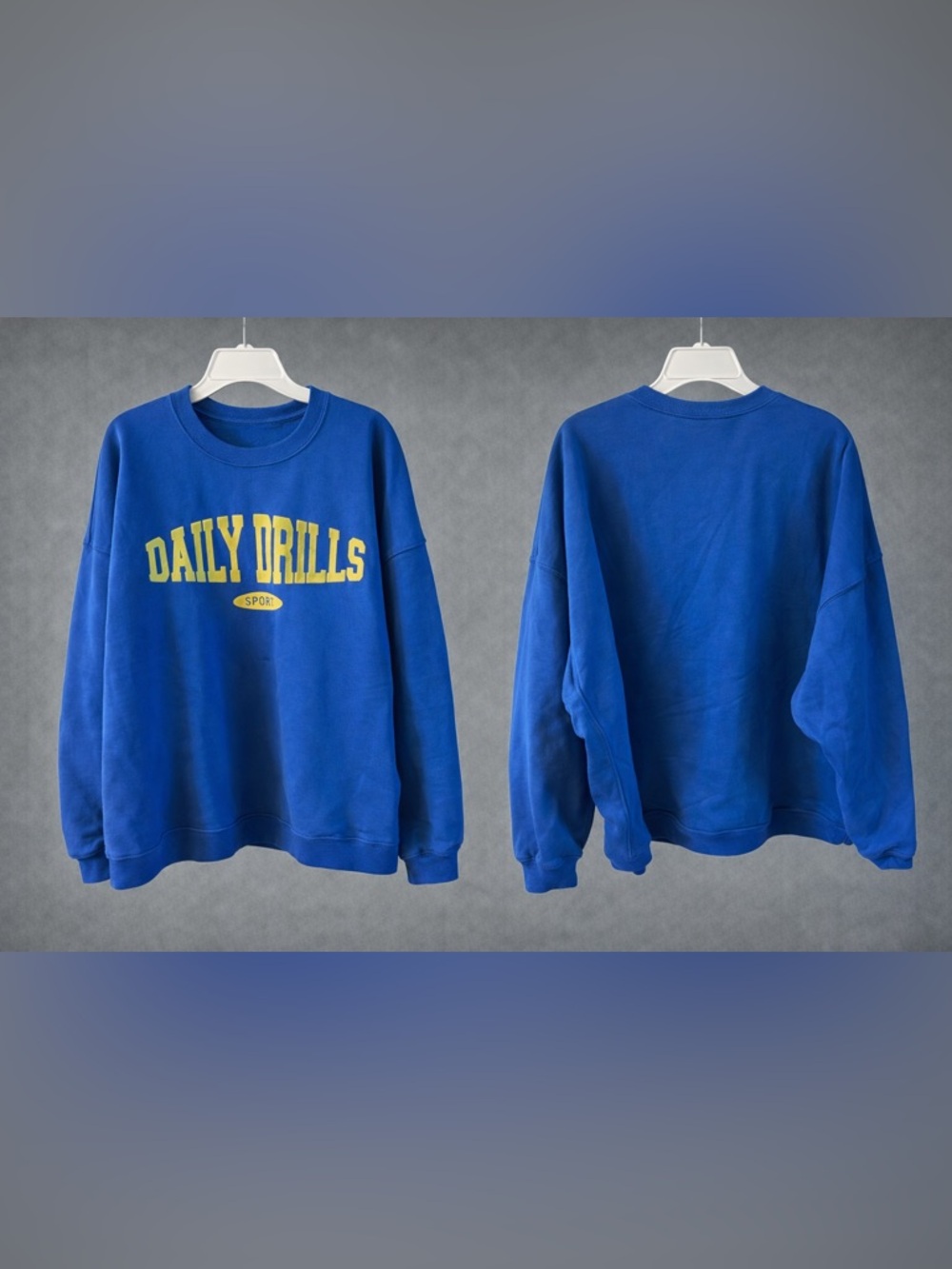 Daily Drills Royal Blue Crewneck Sweatshirt with Yellow Logo - Picture 2 of 7
